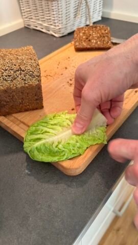 smorrebrod tilberedning med salatblade