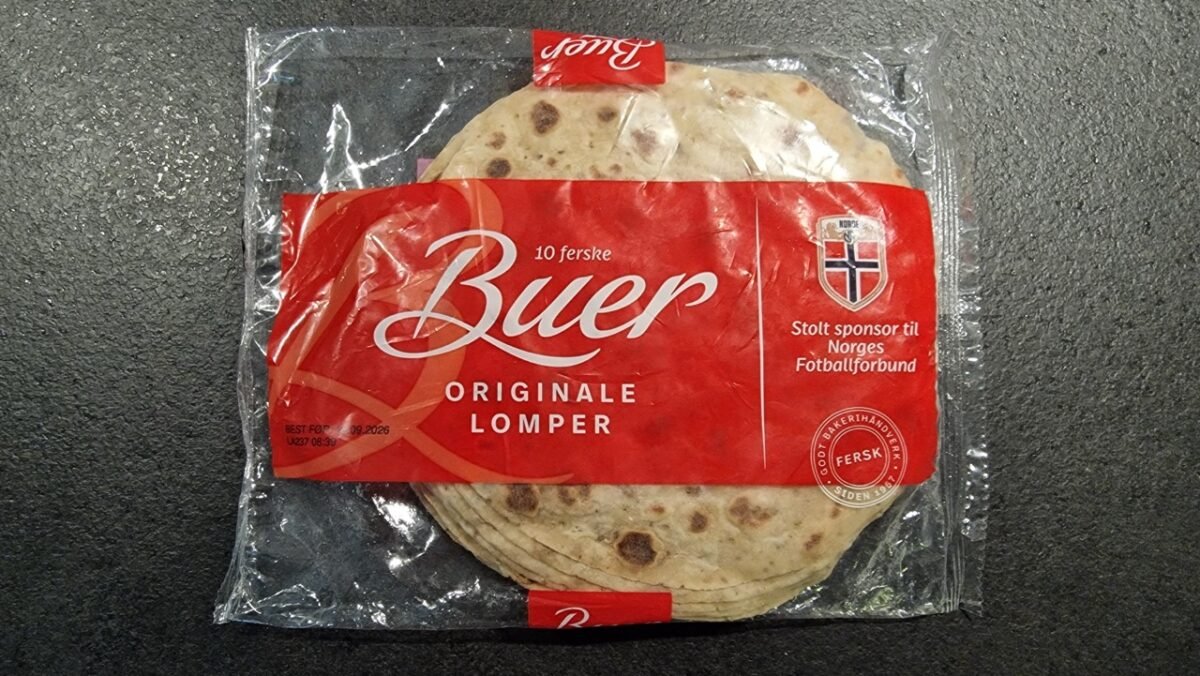 Pakke med lomper fra et norsk supermarked