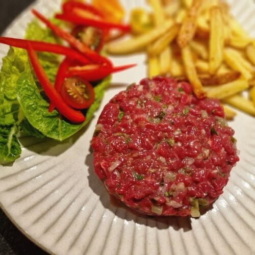Rundt anrettet steak tartare